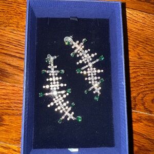 Swarovski Green and Silver Crystal Earrings